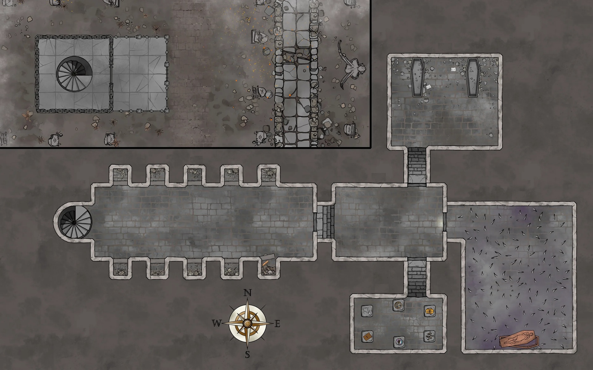 Map of the Dolindar tomb in Evernight Graveyard